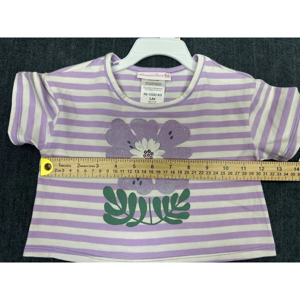 Bonnie Jean Girls Lavender Striped Floral‎ T-Shirt and Tiered Skort Set 3T NEW